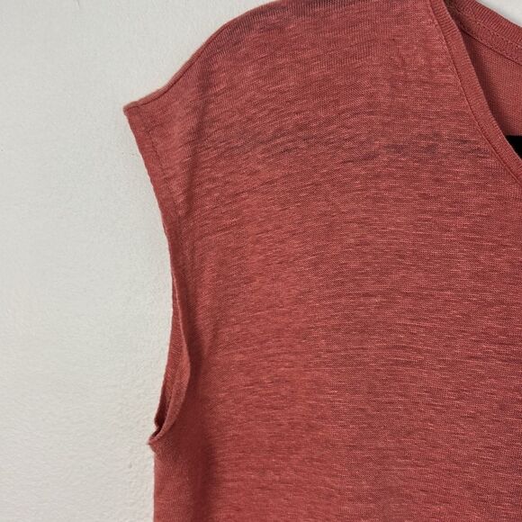 Tahari Terracota Linen Top M Relaxed Lagenlook Minimalist Breathable Natural - Picture 7 of 10